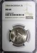 Unknown 2 Shillings Rhodesia Elizabeth II 1964 20 Cents NGC MS64 Mint Luster KM# 3 (27)