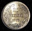 25 Pennia Finland Silver 1917 S  Civil War Coinage GEM BU Nice Toned KM#19 (28) Uncertified