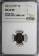 ITALY Vittorio Emanuele II Copper 1861-M Centesimo NGC MS63 BN KM# 1.1 (035)