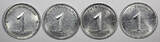 1 Pfennig Germany Democratic Republic Aluminum LOT OF 4 COINS 1952 A  Unc KM#5(1) Uncertified
