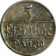 Poland 5 Pfennig Danzig Free City Copper-Nickel 1923  XF KM# 142 (13 995) Uncertified