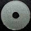 10 Centimes TUNISIA Zinc 1942  WWII Issue KM# 267 (23 005) Uncertified
