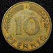 10 Pfennig Germany - Federal Republic 1950 J  Hamburg Mint KM# 108 (24 259) Uncertified