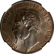 Bronze SWEDEN Oscar I  1858/7 5 Ore Overdate NGC AU58 BN KM# 690 (151)