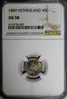 10 Cents Netherlands William III Silver 1889  NGC AU58 Light Toned KM# 80 (007)