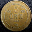 Bronze SWEDEN Oscar II (1872-1907)  1892 5 ORE Mintage-586,000 KM# 757 (23 179 ) Uncertified