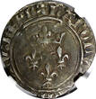 FRANCE Charles VI 1380-1422 Silver FLORET NGC AU50 Tours Duplessy-417B (010)