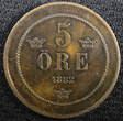5 Öre SWEDEN Oscar II Bronze 1892  27mm Mintage-585 751 KM# 757 (22 971) Uncertified