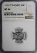 Virgin Islands, U S 10 Centavos Saint Thomas & Prince Island 1971  NGC MS66 TOP GRADED KM# 15a (029)