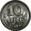 Denmark Christian X 1920 HCN; GJ 10 Ore UNC KM# 818.2a (15 015) unz