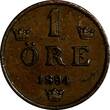 SWEDEN Oscar II 1894 1 Ore Mintage-590,000 Large Letters RARE DATE KM#750 (366) Uncertified