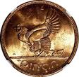 1 Penny IRELAND Republic Bronze 1966  NGC MS63 RD FULL RED KM# 11 (047)