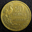 20 Francs France 1950  G.GUIRAUD 3 plumes HIGH GRADE KM# 917.1 (23 697) Uncertified