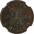 Germany 1 Heller GERMAN STATES JEVER Friedrich August Copper 1764  NGC UNC DET. KM#96(2) NGC unz DET