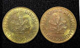 10 Pfennig Germany - Federal Republic LOT OF 2 COINS 1950 J  UNC KM# 108 (639) unz