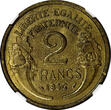 2 Francs France Aluminum-Bronze 1936  NGC MS63 TOP GRADED BY NGC KM# 886 (099)