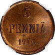 5 Pennia Finland Russian Tsar Nicolas II (1895-1917) 1916  NGC MS63 RB KM# 15 (1)