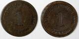 1 Pfennig Germany - Empire Wilhelm I Copper LOT OF 2 COINS 1876 D  KM# 1 (657) Uncertified