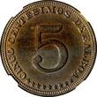 5 Centesimos Panama 1929  NGC UNC DET Toned Mintage-500,000 2 YEARS TYPE KM# 9(5) NGC unz DET