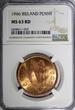 1 Penny IRELAND Republic Bronze 1966  NGC MS63 RD FULL RED KM# 11 (047)