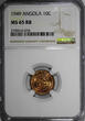10 Centavos Angola Portuguese Bronze 1949  NGC MS65 RB Revolution 1648 KM# 70 (8)