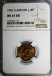 United Kingdom 1945 Farthing 1945 Great Britain George VI Bronze  NGC MS65 RB RED TONING KM# 843 (19)
