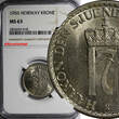 1956 Krone 1956 NORWAY Haakon VII Copper-Nickel  NGC MS63 Thick Border KM# 397.2 (018)