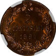 2 Centesimi Italy Umberto I Copper 1897-R  NGC MS64 RB Nice Toning KM# 30 (244)