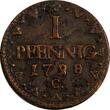 1 Pfennig Germany SAXONY-ALBERTINE 1799  OVERDATE 1780 KM# 1000 SCARCE (8564) Uncertified