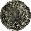 10 Rappen Switzerland Copper-Nickel 1955-B  NGC MS63 BU COIN KM# 27 (054)