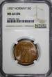 Bronze Norway Haakon VII  1957 5 Ore NGC MS64 BN LAST YEAR TYPE KM# 400 (120)