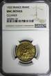 1 Franc FRANCE Aluminum-Bronze 1922  NGC UNC DET. Chamber of Commerce KM# 876 (9) NGC unz DET