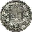 20 Rappen Switzerland 1906 B  UNC Mint Luster KM# 29 (21 396) unz