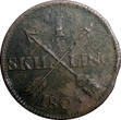 1 SKILLING SWEDEN COPPER 1805  OVERSTRUCK ON 2 ORE S.M.1766 FULL EARLY DATE(397) Uncertified