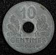 10 Centimes FRANCE Zinc 1944  WWII Issue XF KM# 903 (24 978) Uncertified