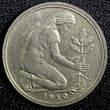 50 Pfennig Germany-Federal Republic Copper-Nickel 1950 J  Hamburg KM# 109.1 (3) Uncertified
