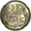 Denmark .Christian X Silver 1913 VBP GJ 25 Ore NGC MS64 KM# 815.1 (145)