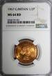 United Kingdom 1/2 Penny GREAT BRITAIN Elizabeth II 1967  NGC MS64 RD FULL RED KM# 896 (001)