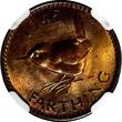 United Kingdom 1945 Farthing 1945 Great Britain George VI Bronze  NGC MS65 RB RED TONING KM# 843 (19)
