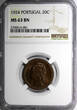 20 Centavos Portugal Bronze 1924  NGC MS63 BN 2 YEAR TYPE KM# 574 (081)