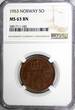 Bronze Norway Haakon VII  1953 5 Ore NGC MS63 BN KM# 400 (182)