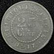 25 Centimes BELGIUM German Occupation Zinc 1917  WWI Issue KM# 82 (25 048) Uncertified