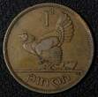 1 Penny Ireland Republic Bronze 1942  hen with chicks KM# 11 (28 031) Uncertified