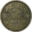 2 Mark Germany - Federal Republic Copper-Nickel 1951 J  Toned KM# 111 (17 161) Uncertified