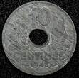 10 Centimes FRANCE Zinc 1943  WWII Issue XF KM# 903 (24 977) Uncertified