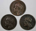 Bronze Sweden Oscar II  LOT OF 3 COINS 1873 L.A. 2 Ore VF KM# 729 (10 063) Uncertified
