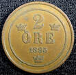 Sweden Oscar II Copper 1893 2 Ore Mintage-557,554 KM# 746  (23 121) Uncertified