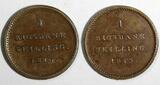 1 Rigsbankskilling DENMARK Frederik VI Copper LOT OF 2 COINS 1813  KM# 680 (568) Uncertified