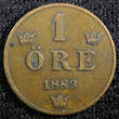 1 Öre Sweden Oscar II Bronze 1889  Large letters KM# 750 (23 161) Uncertified