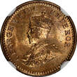 1/12 Anna India-British George V Bronze 1917 (C)  NGC MS65 RB KM#509 (009)